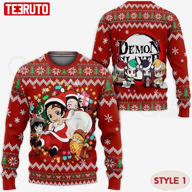 Demon Slayer Kimetsu No Yaiba Anime Christmas Fanmade Ugly Wool Knitted Sweater