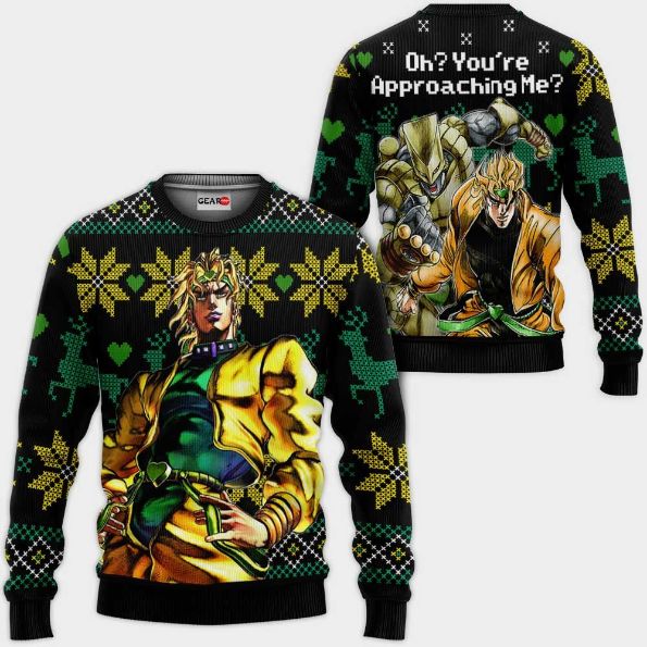 Dio Brando Oh You’re Approaching Me Anime Jj’s Xmas Ugly Christmas Knitted Sweater