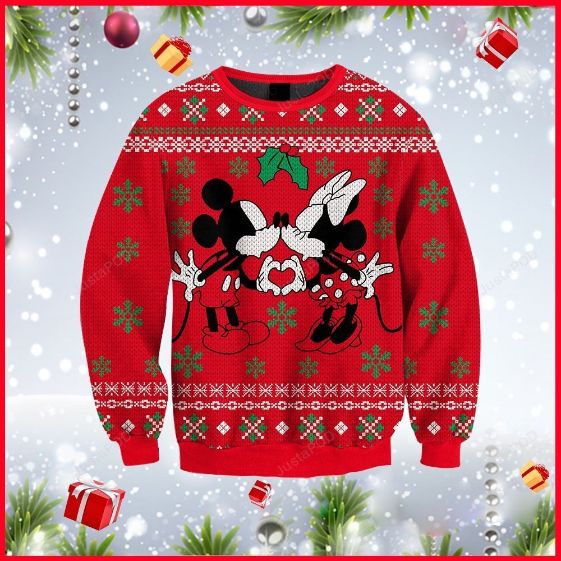 Disney Mickey Mouse And Minnie Mouse Xmas Wool Knitted Ugly Sweater