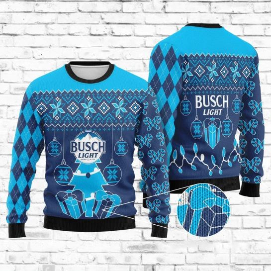 Drink Lover Gifts Busch Beer Christmas Ugly Wool Knitted Sweater