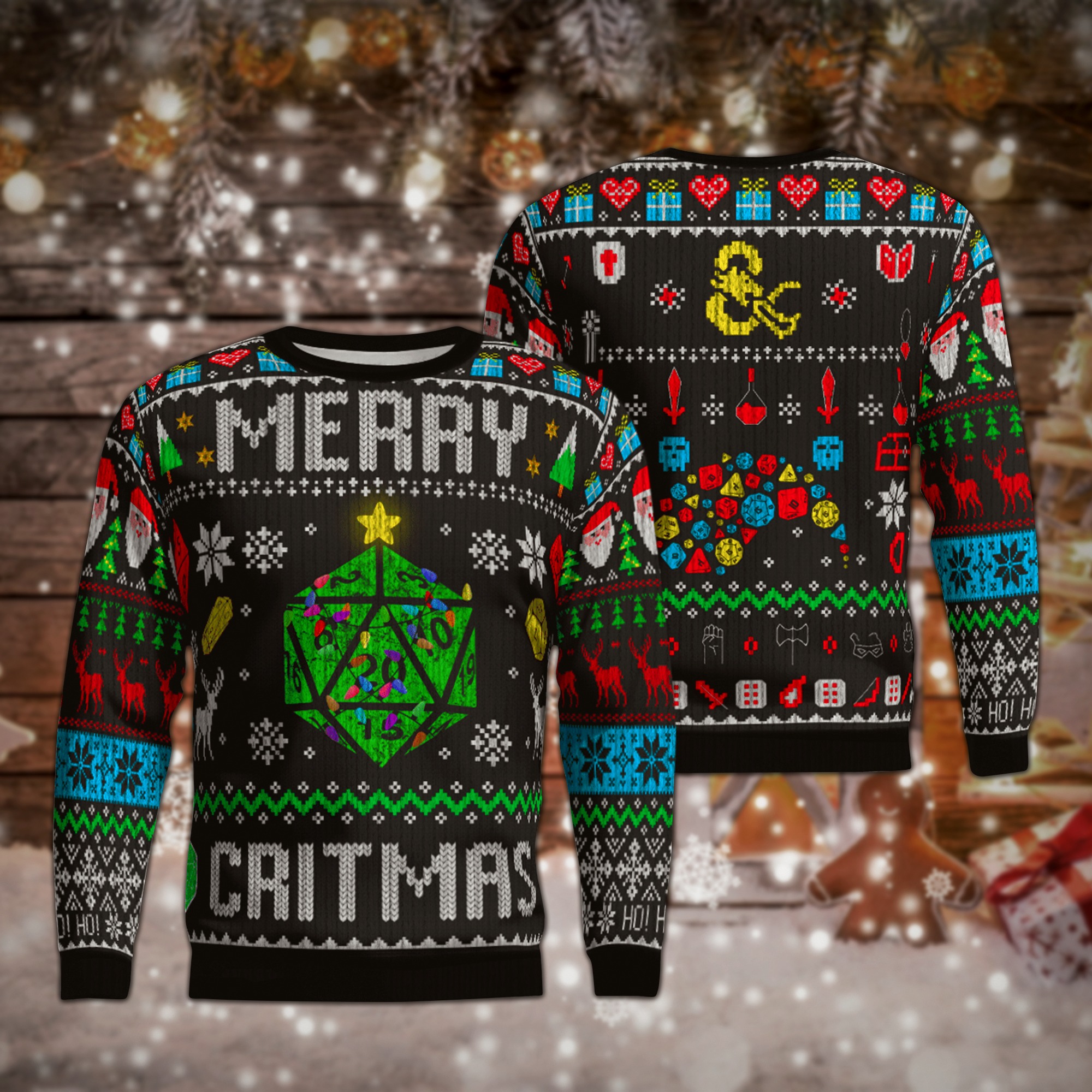 Dungeons & Dragons Merry Critmas Ugly Christmas Sweater