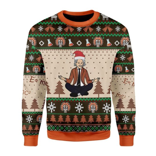 Einstein Doing Yoga Chirstmas Ugly Wool Knitted Sweater