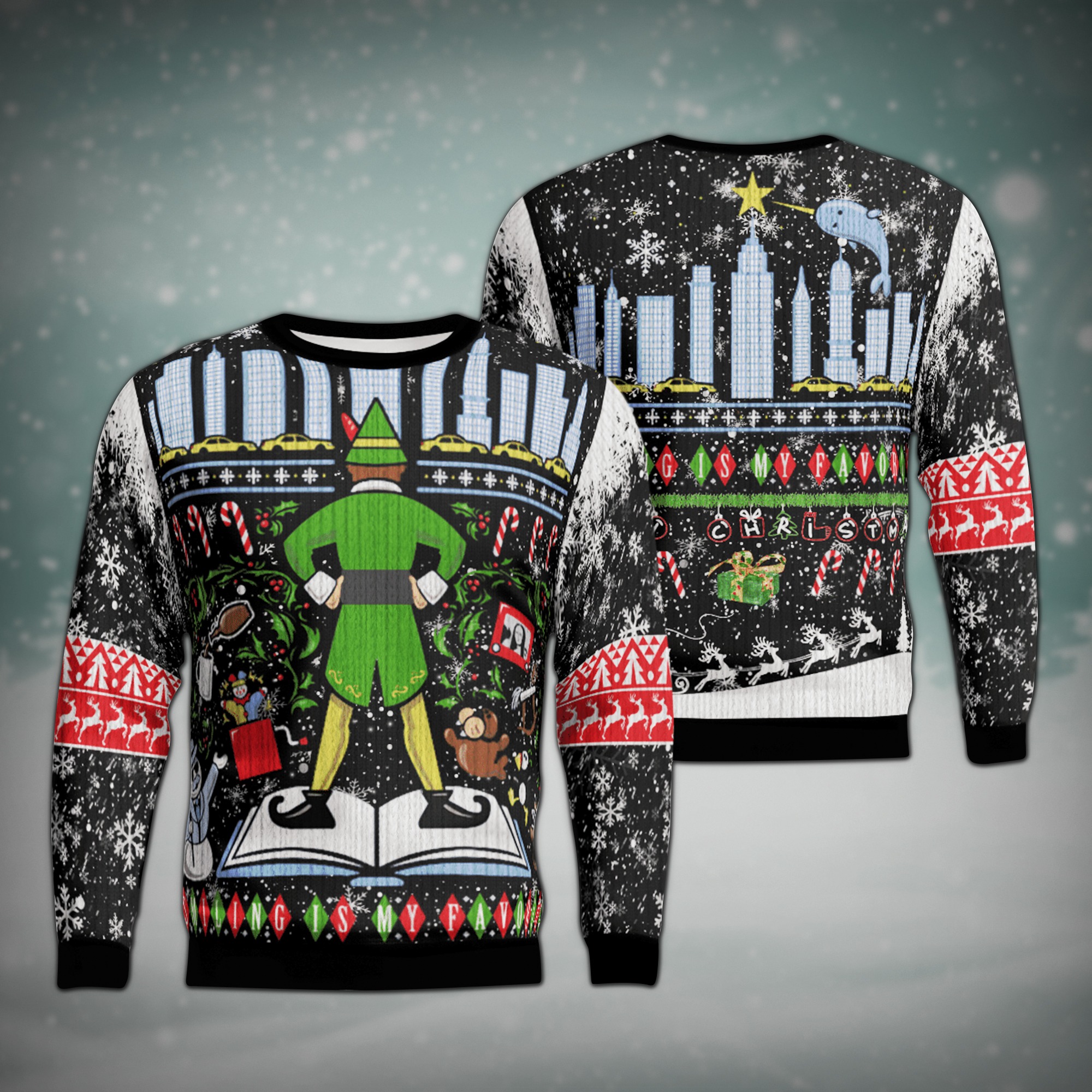 Elf And The City Ugly Christmas Sweater