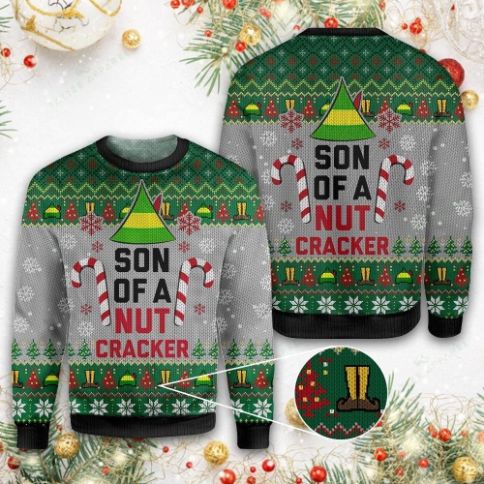 Elf Son Of A Nut Cracker Chirstmas Ugly Wool Knitted Sweater