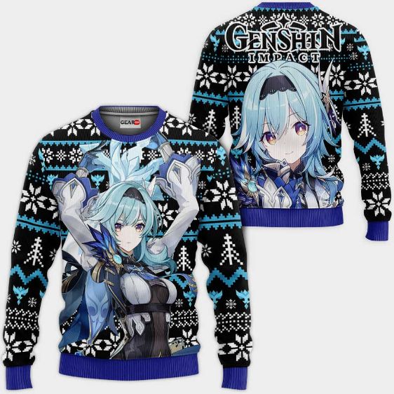 Eula Lawrence Genshin Impact Anime Xmas Ugly Christmas Knitted Sweater