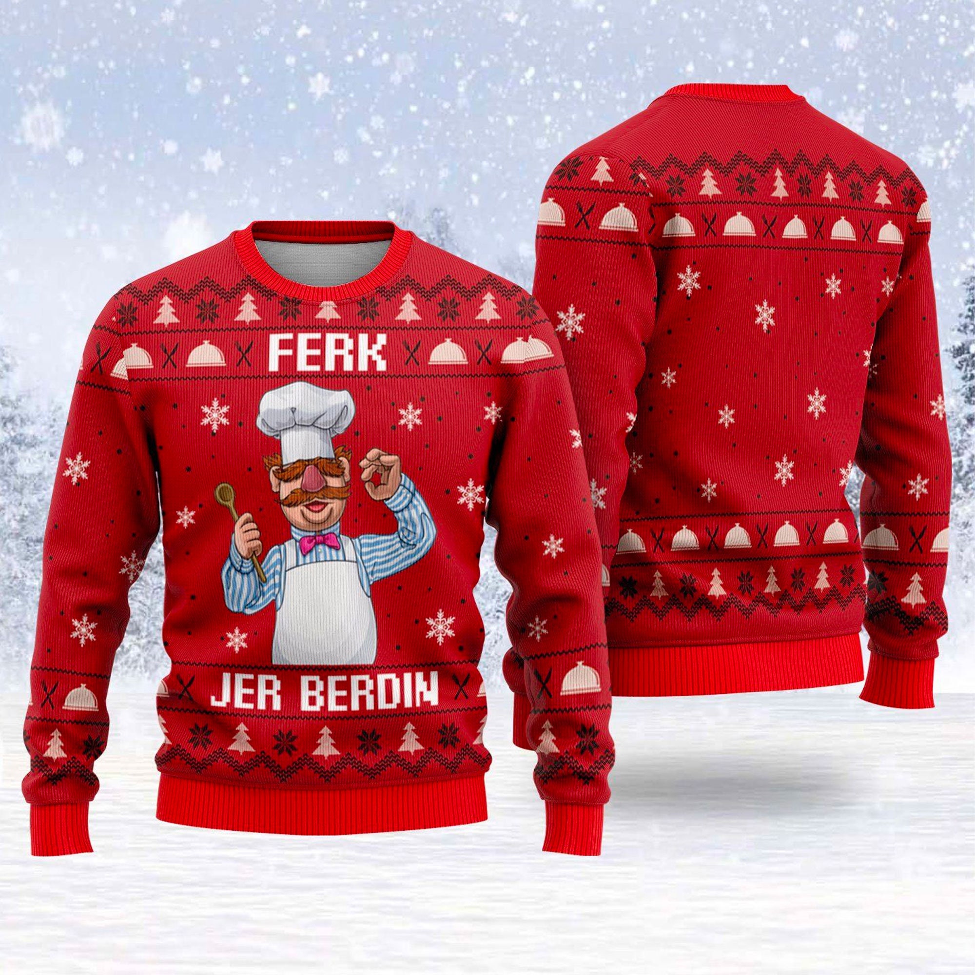 Ferk Jer Berdin The Swedish Chef Christmas Ugly Sweater