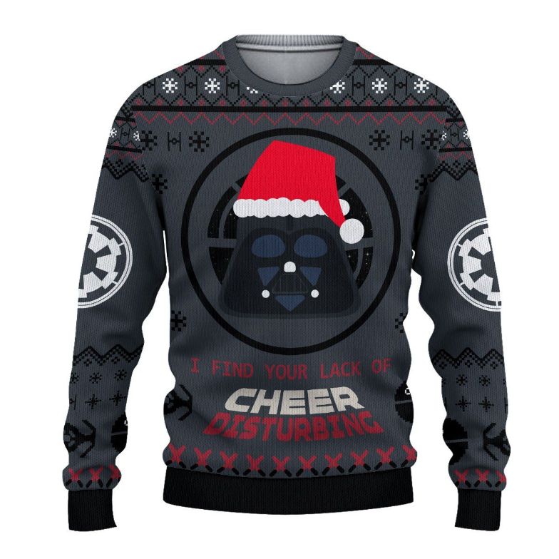 Funny Darth Vader I Find Your Lack Of Cheer Disturbing Ugly Xmas Wool Knitted Sweater