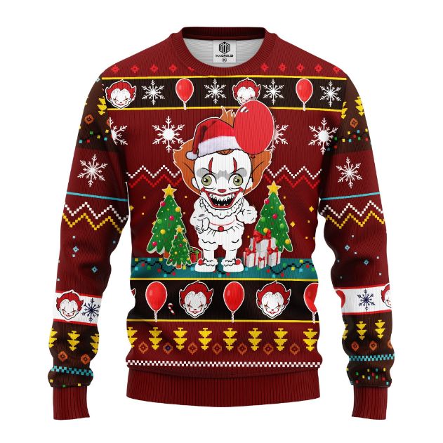 Funny Pennywise It Horror Movie Xmas Ugly Christmas Sweater