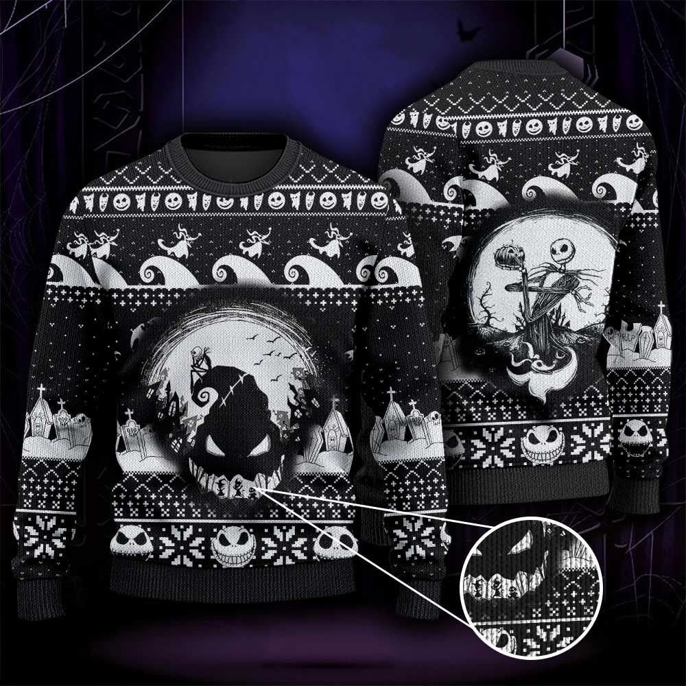 Funny Skeleton Halloween Nightmare Ugly Christmas Occasion Jack Skellington Sweater