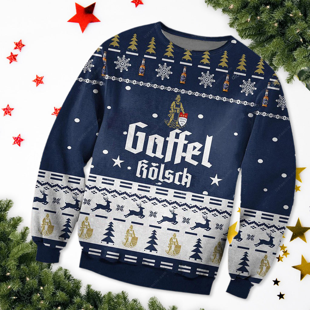 Gaffel Kolsch Beer Old Navy Christmas Navy Ugly Xmas Sweater