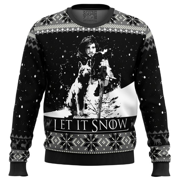 Game of Thrones Let It Snow Black And White Xmas Ugly Wool Knitted Sweater