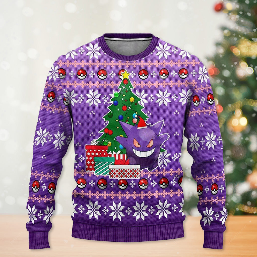 Gengar Pokemon Anime Manga Merry Christmas Ugly Christmas Sweater