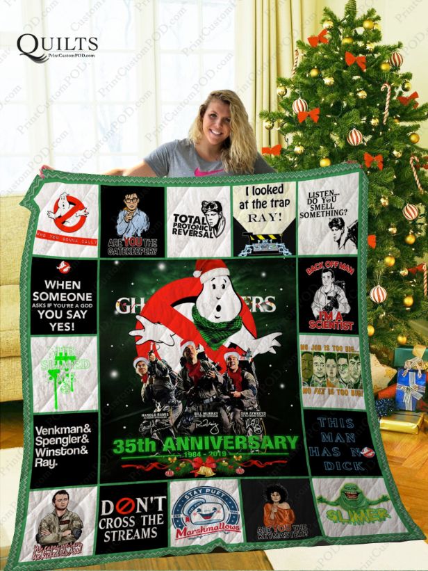 Ghostbusters 35th Anni Quotes Quilt Blanket Teeruto