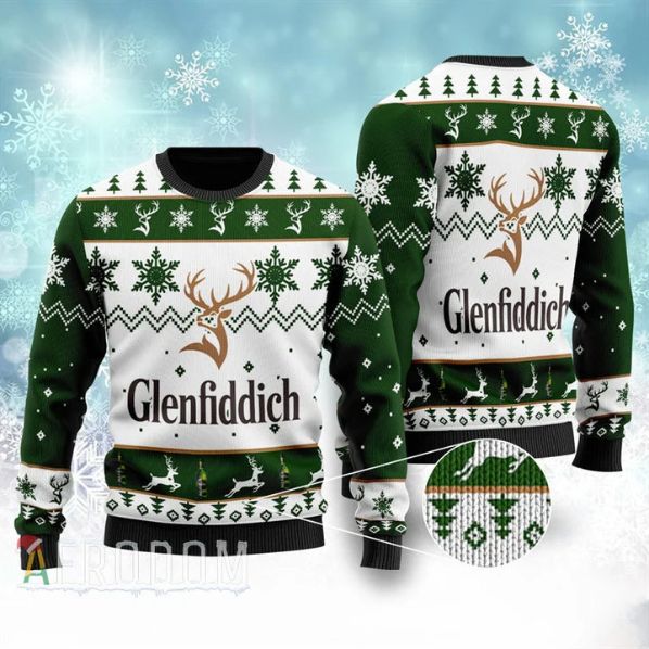 Glenfiddich Whisky Wine Logo Xmas Ugly Wool Knitted Sweater