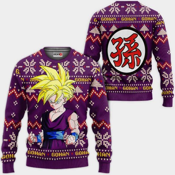 Gohan Sjj Anime Dragon Ball Xmas Ugly Christmas Knitted Sweater