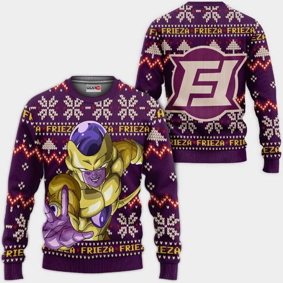 Golden Frieza Anime Dragon Ball Xmas Ugly Christmas Knitted Sweater