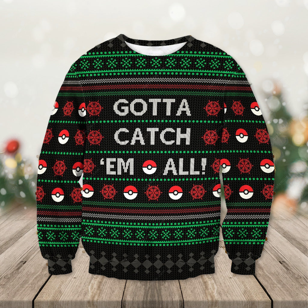 Gotta Catch ’em All’ Pokemon Christmas Ugly Xmas Sweater