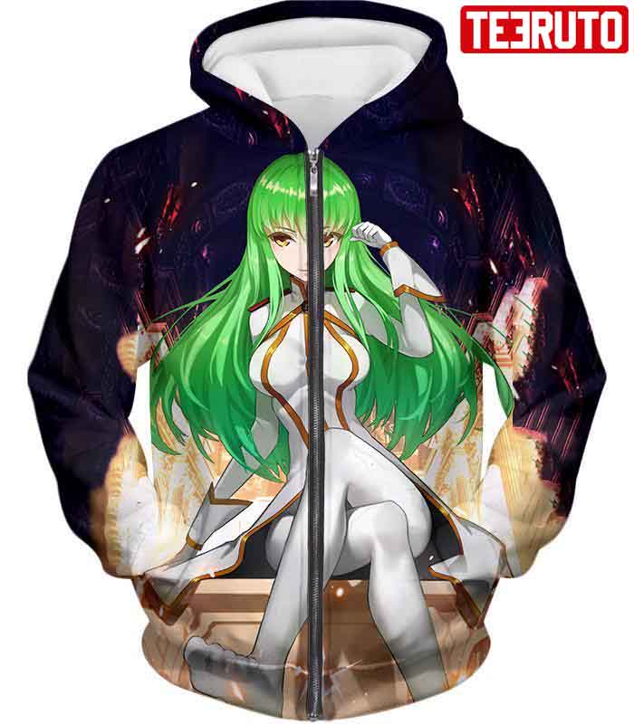 Green Haired Sexy Girl C.C Code Geass Cool Anime Hd 3d Aop Hoodie