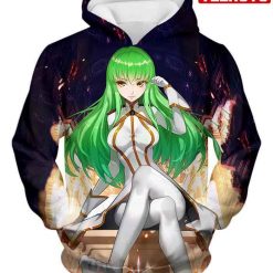 Green Haired Sexy Girl C.C Code Geass Cool Anime Hd 3d Aop Hoodie - Teeruto