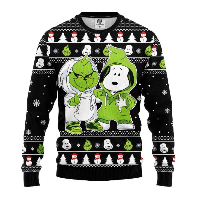 Grinch And Snoopy Friends Ugly Christmas Sweater