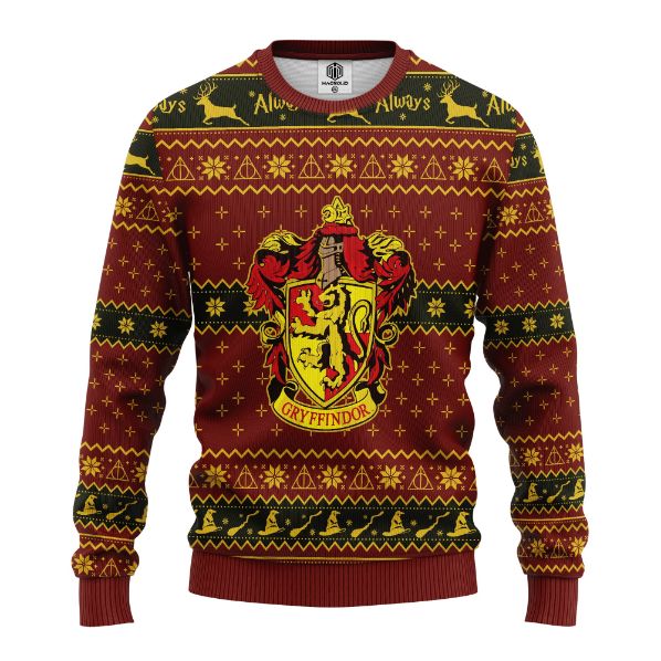 Gryffindor House Harry Potter Ugly Xmas Wool Knitted Sweater