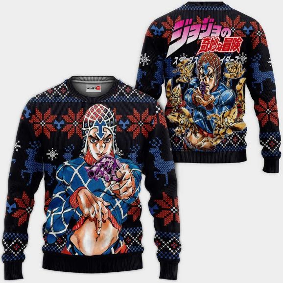 Guido Mista Anime Jjba Xmas Ugly Christmas Knitted Sweater