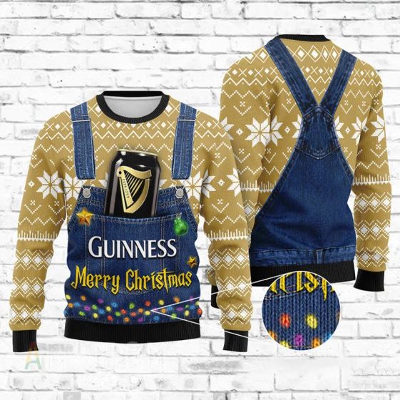 Guinness Beer Merry Christmas Xmas Wool Knitted Ugly Sweater - Teeruto