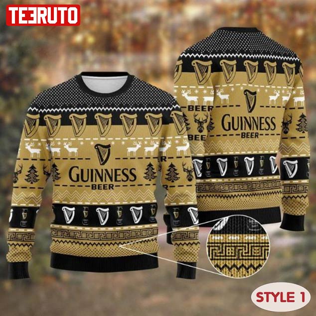 Guinness Beer Merry Xmas Drink Lover Ugly Knitted Christmas Sweater