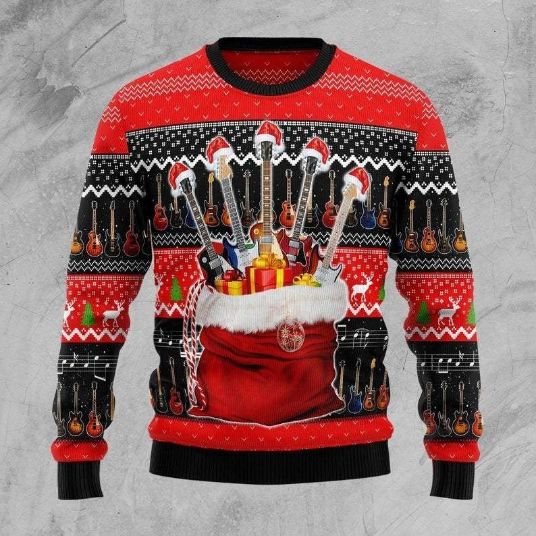 Guitar Christmas Xmas Ugly Wool Knitted Sweater
