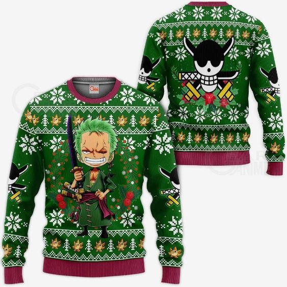 Happy Zoro One Piece Anime Xmas Ugly Christmas Knitted Sweater