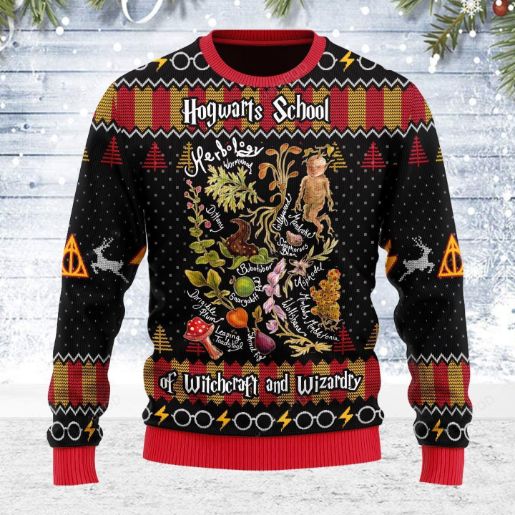 Herbology Harry Potter Hogwarts School Of Witchcraft And Wizardry Ugly Xmas Wool Knitted Sweater HP Fans Gift