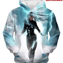 Hot White Haired Animated Storm White Superhero Hd 3d Aop Hoodie
