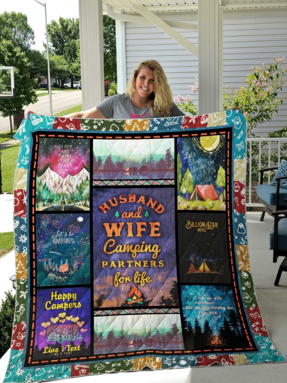Husband And Wife Camping Partners For Life Quilt Blanket Teeruto