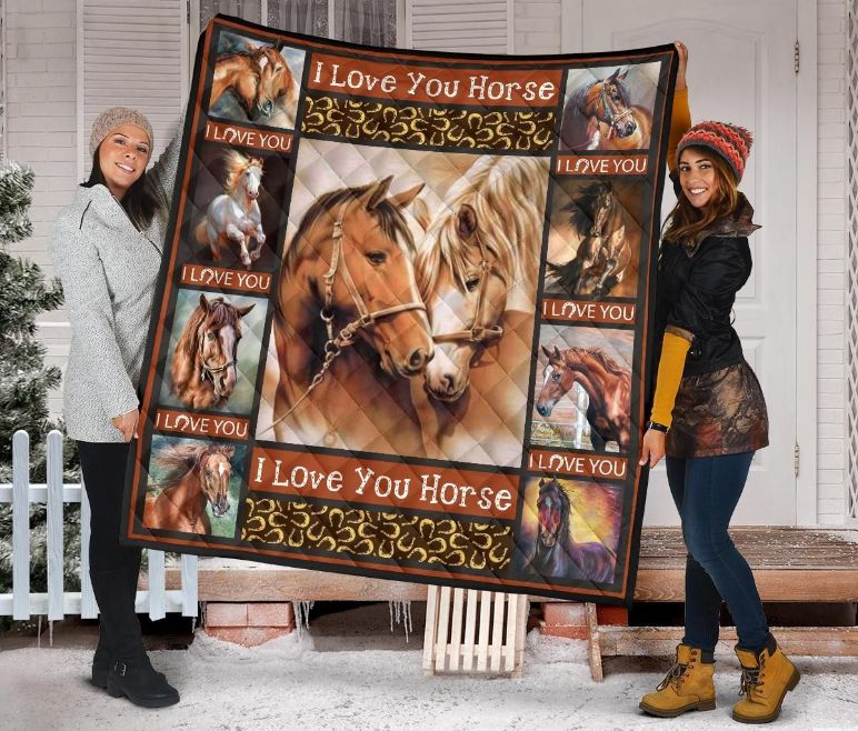 I Love You Horse Quilt Blanket - Teeruto