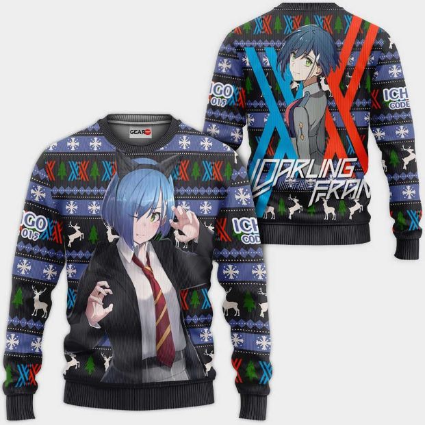 Ichigo Code 015 Anime Darling In The Franxx Xmas Ugly Christmas Knitted Sweater