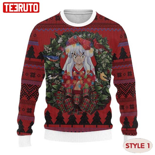Inuyasha Anime Kagome Sesshomaru Shippo Ugly Christmas Wool Knitted Sweater Multiple Styles