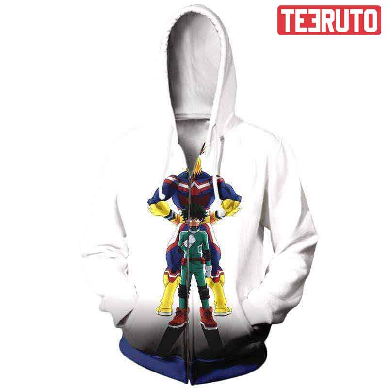Izuku Midoriya And All Might – My Hero Academia Anime Zip Up Jacket Hoodie