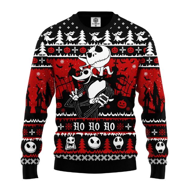 Jack And Zero Ho Ho Ho Nightmare Before Christmas Ugly Christmas Sweater