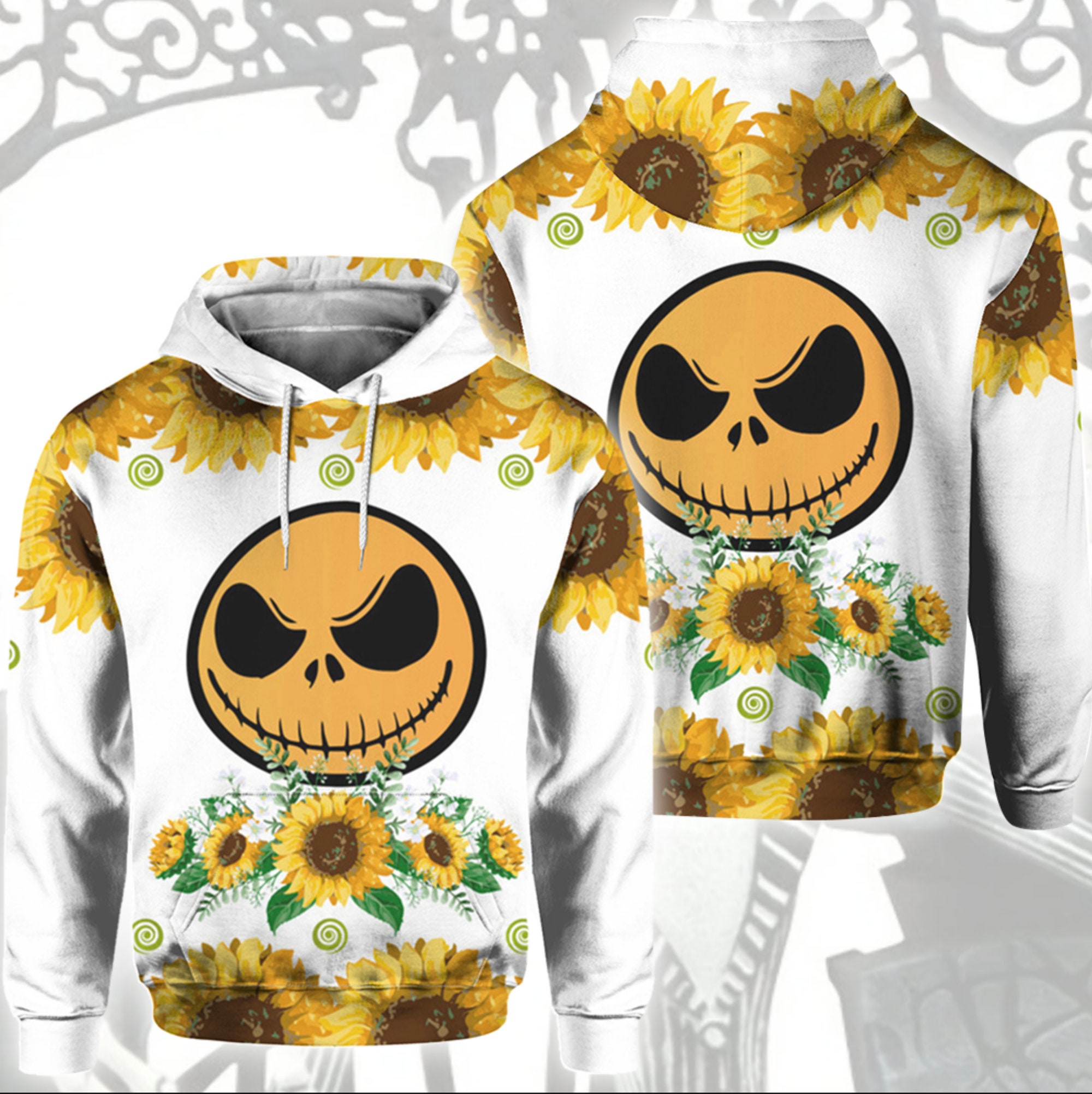 Jack Skellington Sunflower Pullover All Over Print Hoodie