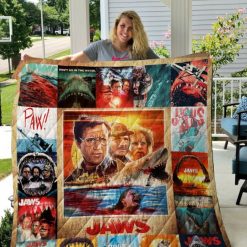 Jaws Poster Design Quilt Blanket