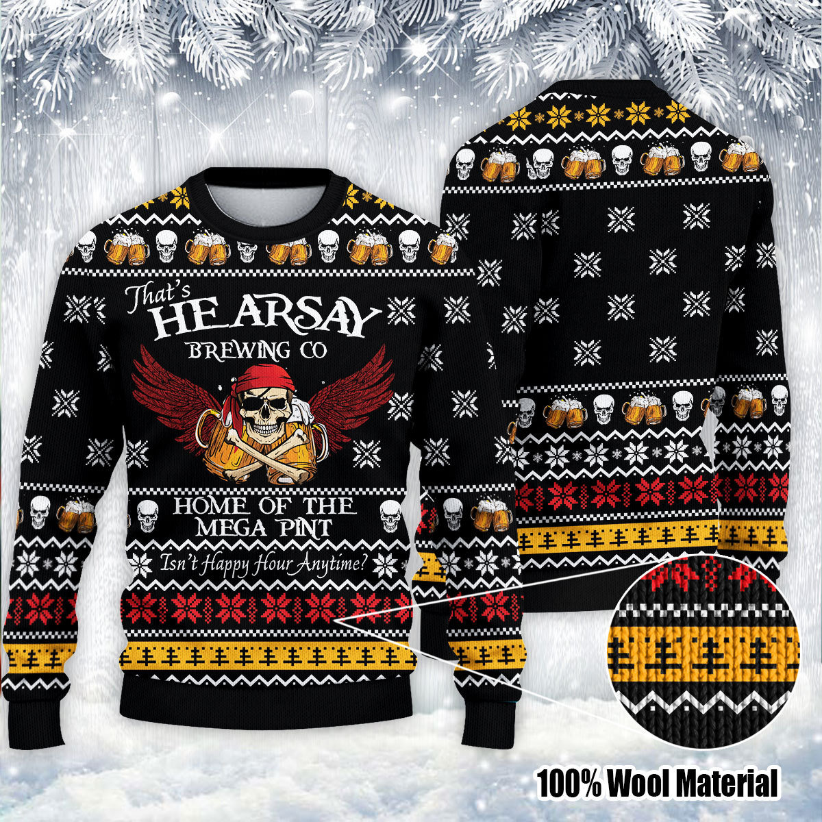 Johnny Depp Hearsay Brewing CO Ugly Christmas Sweater