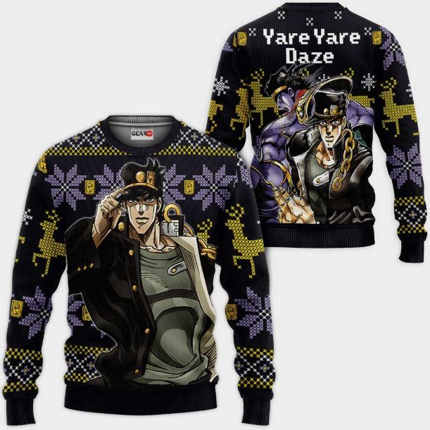 Jotaro Kujo Yare Yare Daze Jj’s Anime Xmas Ugly Christmas Knitted Sweater