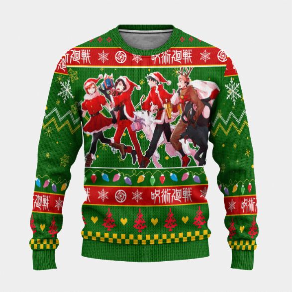 Jujutsu Kaisen Anime Christmas Gift Ugly Xmas Wool Knitted Sweater
