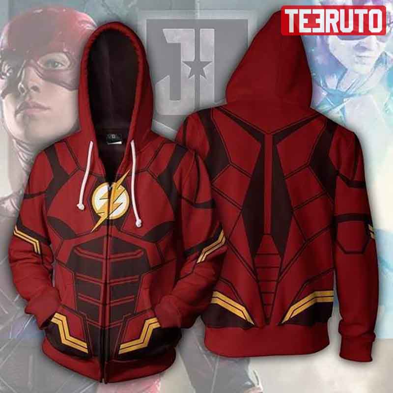 Justice League Comic Style Flash Jacket Superhero Cosplay Zip Up Hoodie