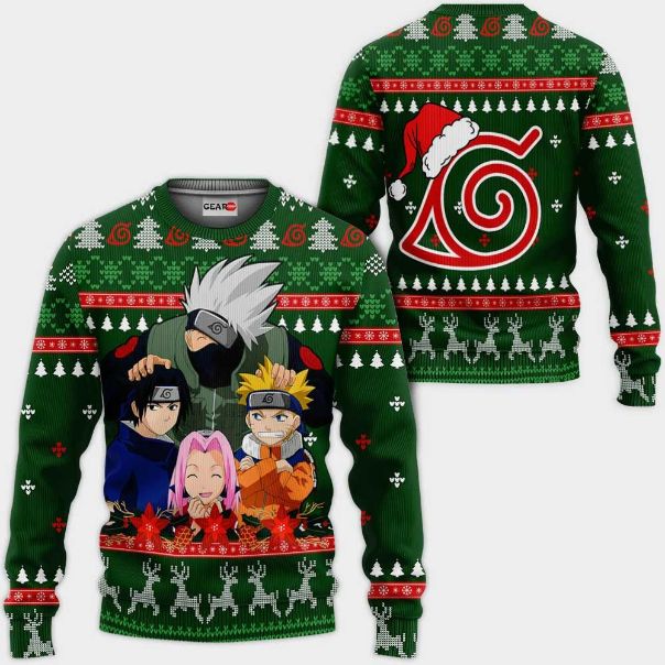 Kakashi Team 7 Nrt Anime Xmas Ugly Christmas Knitted Sweater