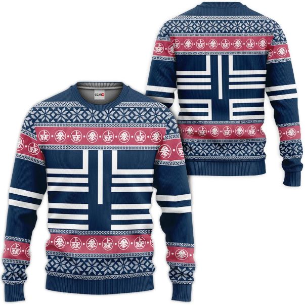 Kimetsu Akaza Anime Ugly Christmas Knitted Sweater
