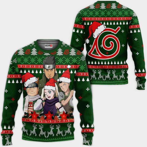 Konoha Team 10 Nrt Anime Xmas Ugly Christmas Knitted Sweater