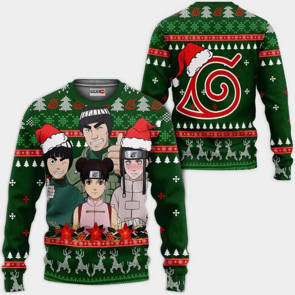 Konoha Team Guy Nrt Anime Xmas Ugly Christmas Knitted Sweater