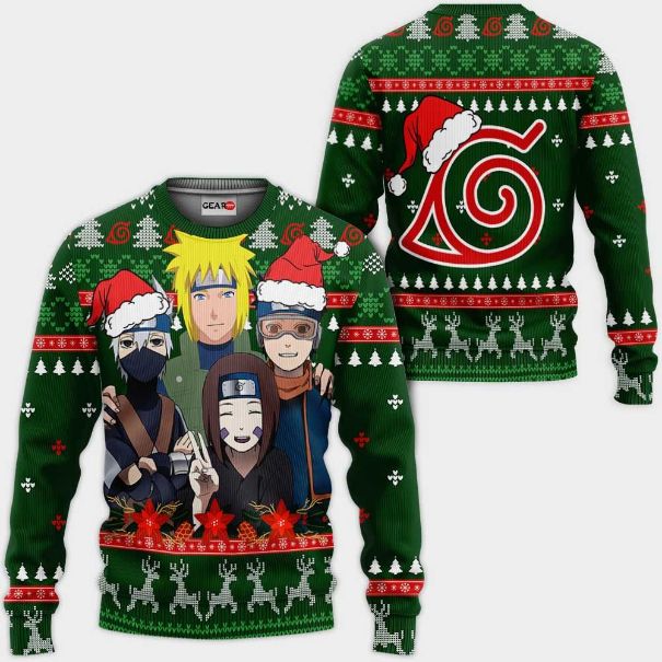 Konoha Team Minato Nrt Anime Xmas Ugly Christmas Knitted Sweater