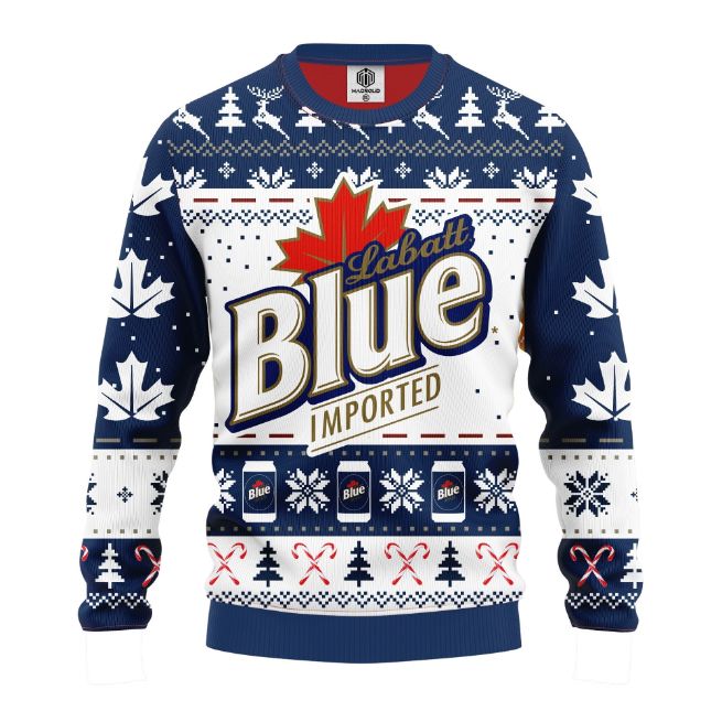 Labatt Blue Beer Christmas Ugly Wool Knitted Sweater
